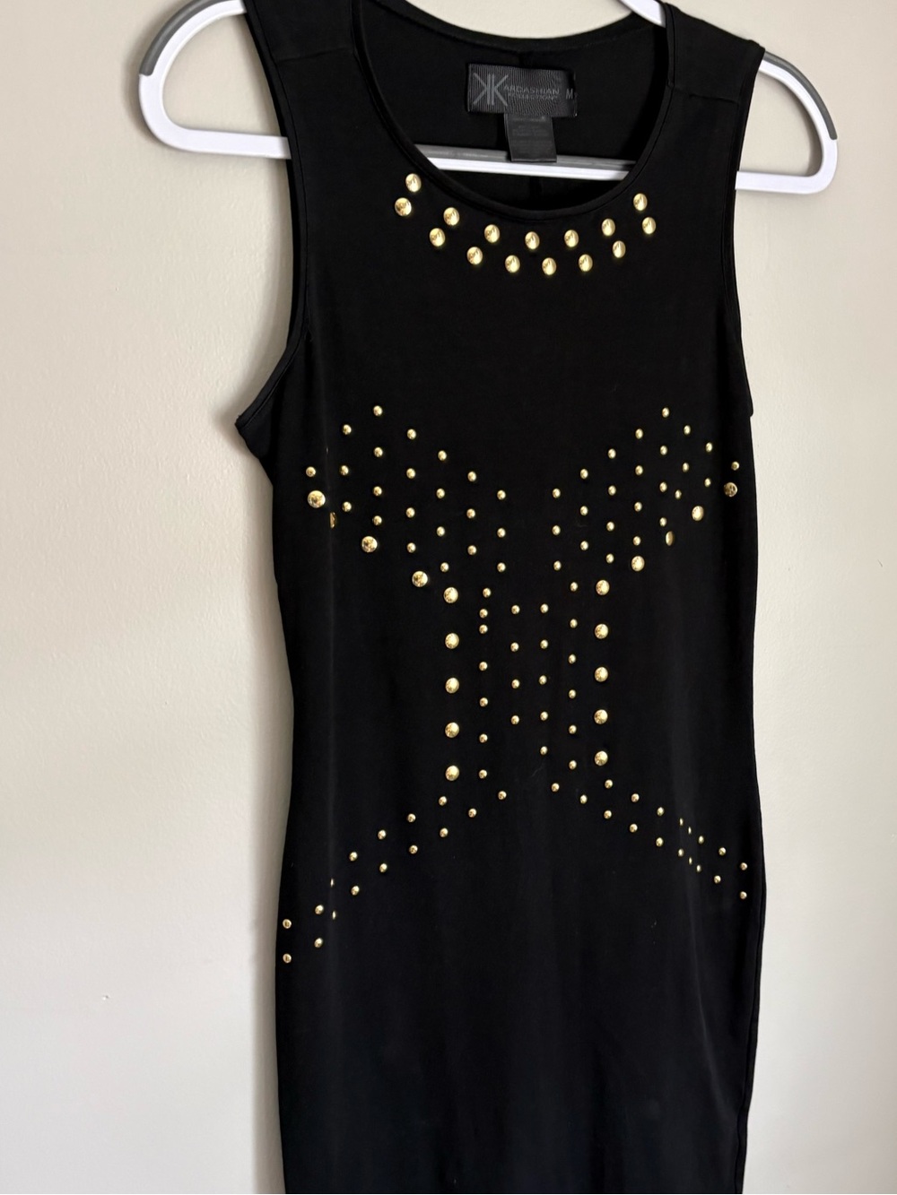 Kardashian Kollection Black Sleeveless Studded Bodycon Dress size M Y2K Glam
